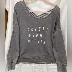Ideology Charcoal Sweatshirt Beauty From Within Size XL NWT